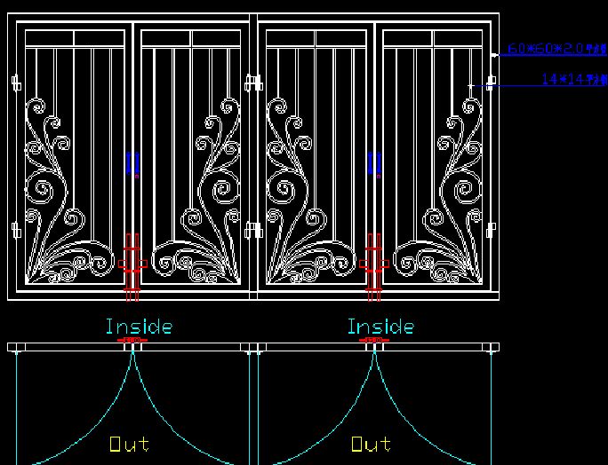 別墅鐵藝入戶門CAD圖 